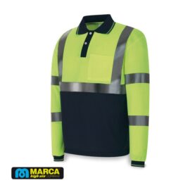 Polo manga larga amarillo/marino